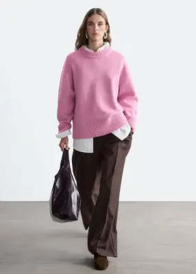 Pull oversize en laine - Rose — photo 3