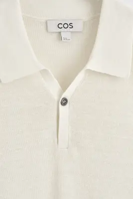 POLO EN MAILLE DE LIN TEXTURÉE - CRÈME — photo 5