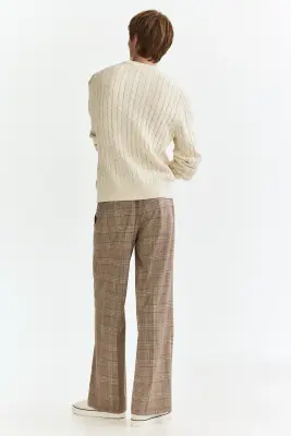Pantalon chic Loose Fit - Beige/carreaux — photo 3