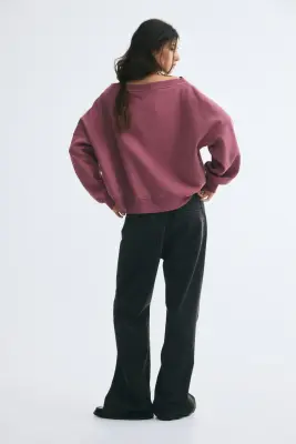 Sweat épaules nues - Rose ancien foncé — photo 2