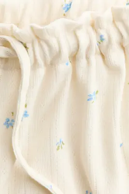 Pantalon de pyjama en pointelle - Crème/fleuri — photo 3