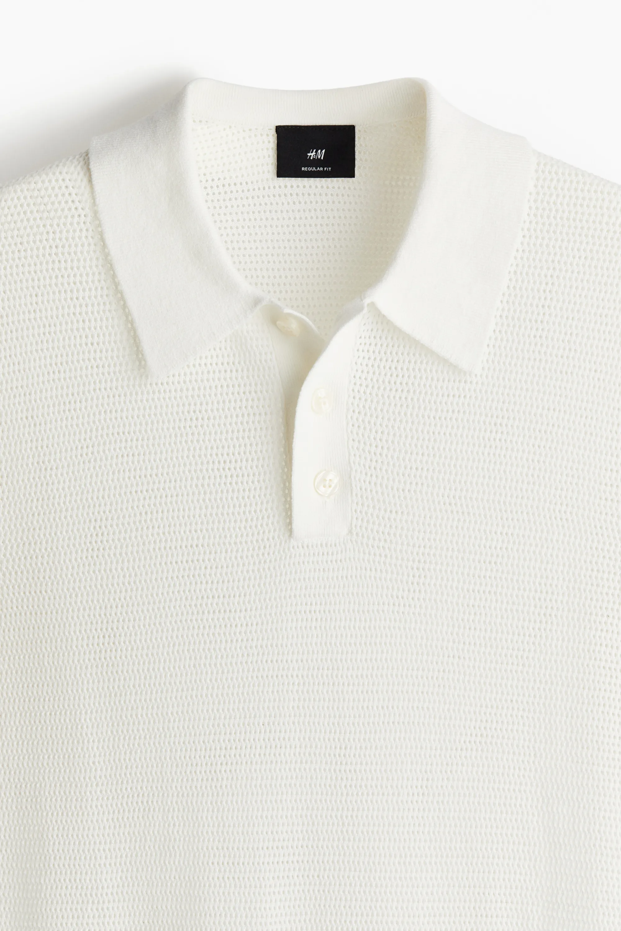 Polo Regular Fit en maille ajourée - Blanc