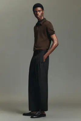 PANTALON FUSEAU DÉCONTRACTÉ À PLIS - NOIR — photo 5