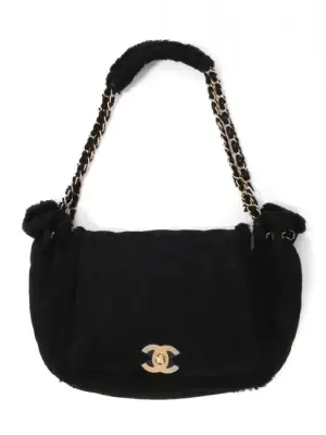 Sac en shearling daim noir peau retournée noir fermoir CC dorée Prix boutique 5850€ — photo 1