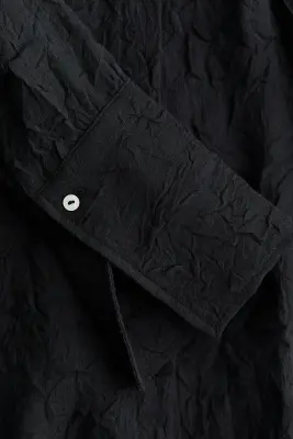Chemise froissée en lyocell mélangé - Noir — photo 3