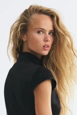 Robe découpée en tissu jacquard - Noir — photo 2