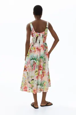 Robe avec corsage façon corset - Blanc/fleuri — photo 4