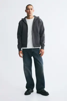 Veste à capuche zippée Relaxed Fit - Gris foncé — photo 1