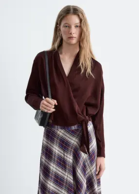 Blouse croisée - Rouge foncé — photo 1