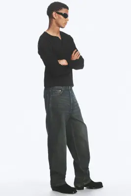 Jean droit et ample taille mi-haute Galaxy - Lobster Blue - Bleu foncé — photo 4