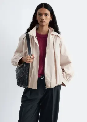 Veste froncée à col montant - Beige — photo 2