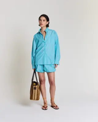 Chemise Hector rayures turquoise — photo 2