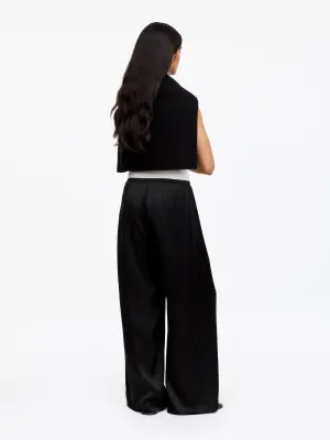 Pantalon en satin de soie - Noir — photo 2