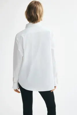 Chemise en popeline de coton - Blanc — photo 3