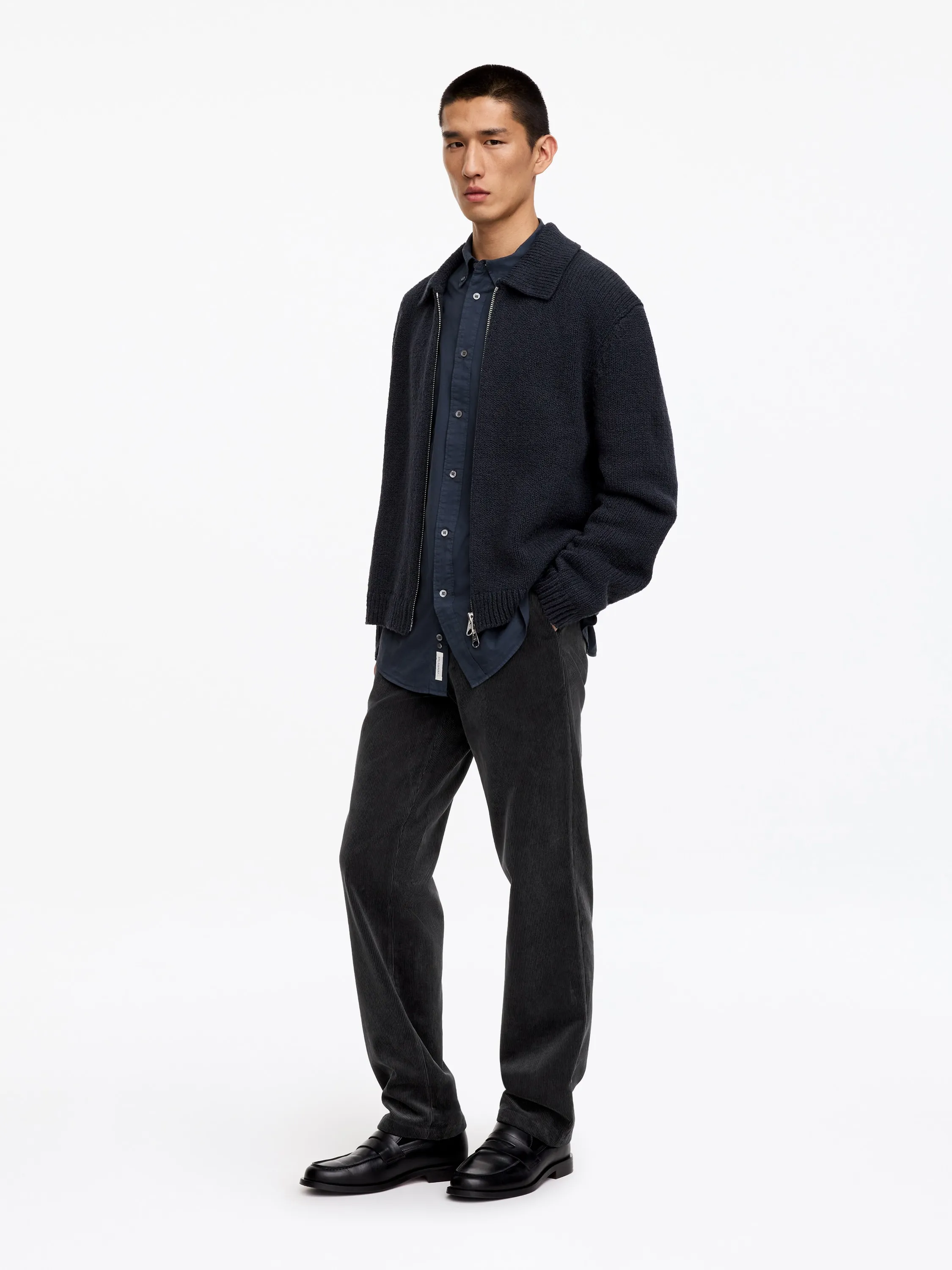 Pantalon en velours côtelé classique - Gris foncé
