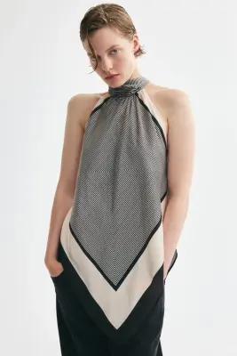 Top dos nu - Beige clair/motif noir — photo 1