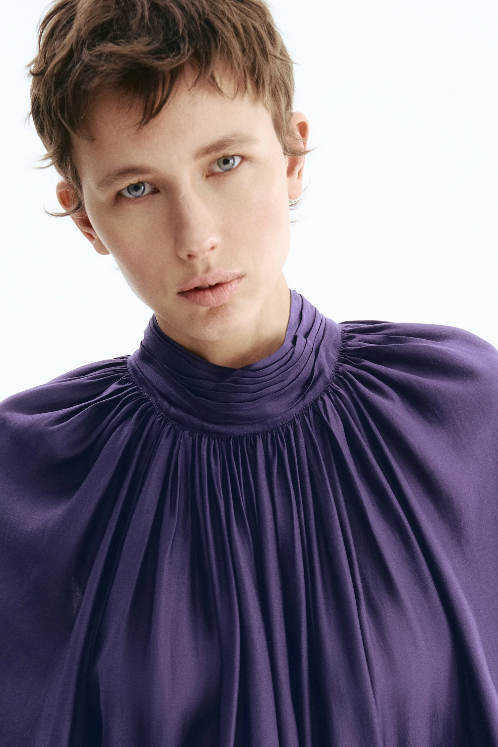 Blouse à effet drapé - Violet foncé