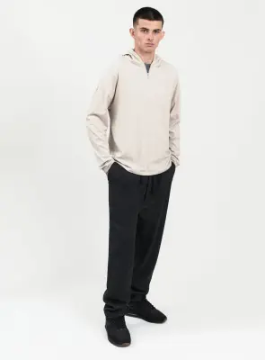 Hooded T-Shirt in Heather Beige Cotton & Elastane — photo 2