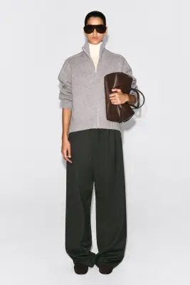 VESTE ZIPPÉE À COL CHEMINÉE EN LAINE - GRIS CHINÉ — photo 1