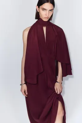 Robe caftan à manches cape - Bordeaux — photo 2