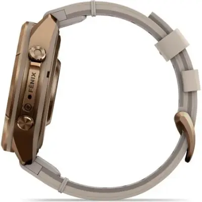 Garmin Fenix 9 Pro InReach amoled 43mm Sapphire Titane gold bracelet cuir beige crème/gris cendré 010-04335-41 — photo 5
