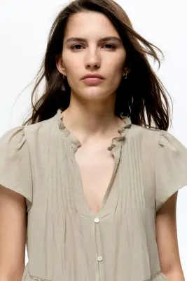 Blouse à manches bouffantes - Taupe clair — photo 1