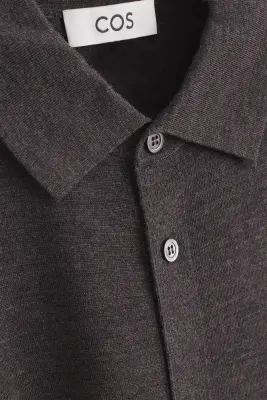 CHEMISE EN MAILLE DE LAINE MÉRINOS - BRUN FONCÉ CHINÉ — photo 5