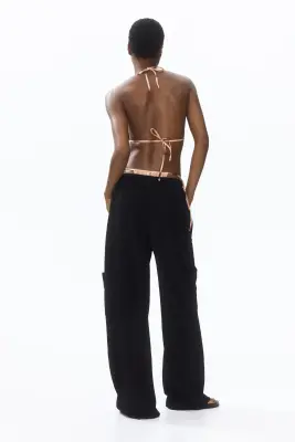 Pantalon cargo avec cordon de serrage - Noir — photo 2