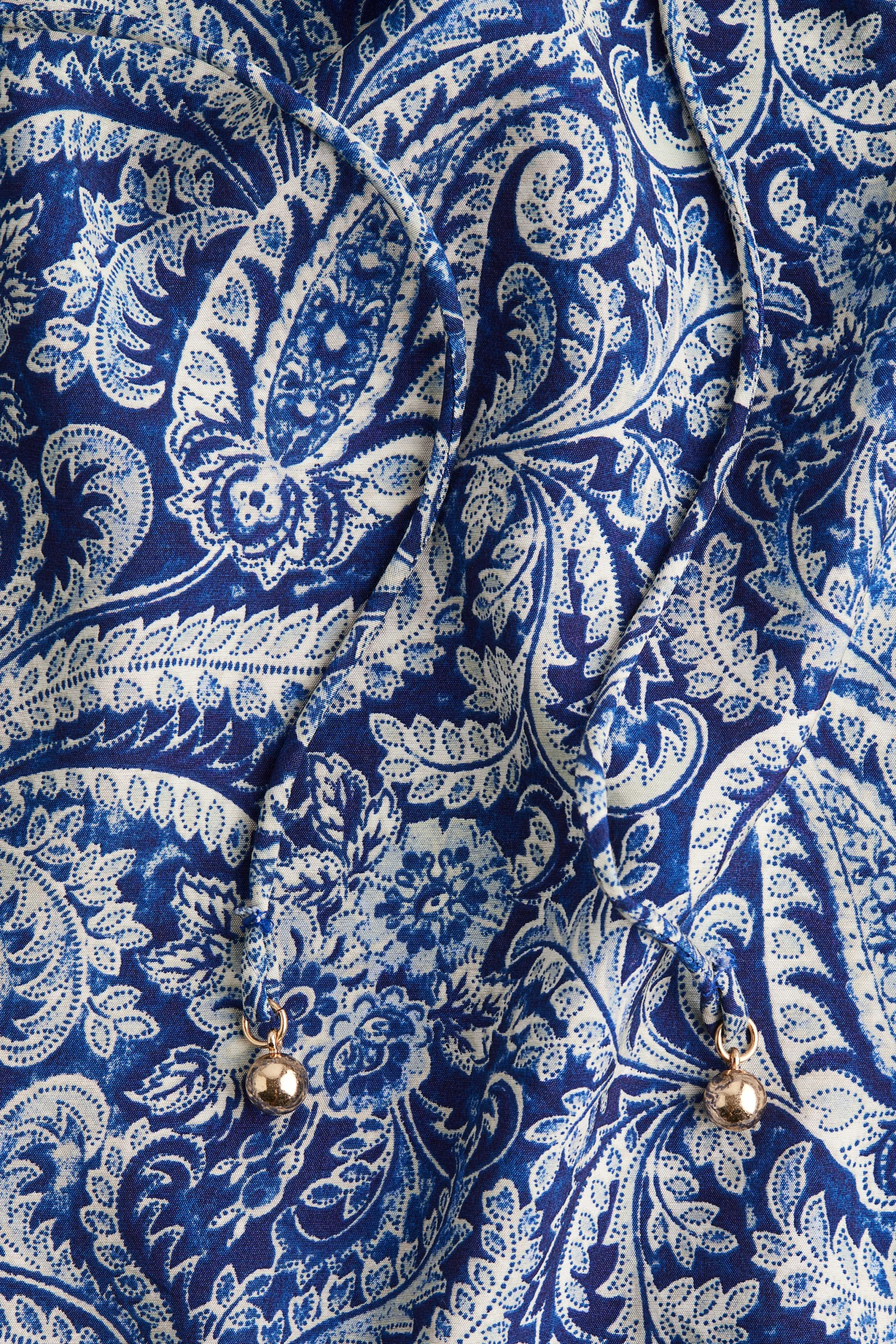 Robe avec détail à nouer - Bleu/motif cachemire
