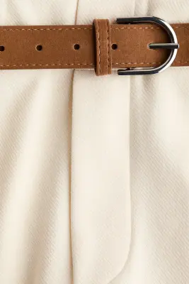 Pantalon en jersey romanite avec ceinture - Crème — photo 5