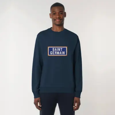 SWEAT-SHIRT COTON BIO BRODÉ - SAINT GERMAIN - NAVY — photo 4