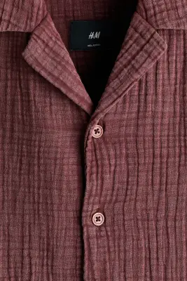 Chemise Relaxed Fit en mousseline - Rouge ancien — photo 3