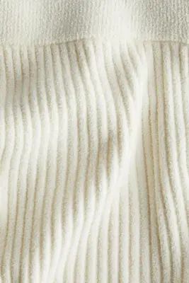 Pantalon évasé en maille côtelée - Crème — photo 5