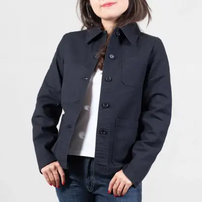 Veste de travail en croisé coton bio 1G/4F - Noir — photo 2