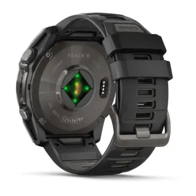 Garmin Fenix 8 Amoled 51mm Verre Sapphire lunette Carbon Gray DLC bracelet noir/gris galet 010-02905-21 — photo 4