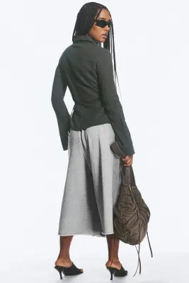 Chemise en coton à nouer - Gris rayé — photo 3