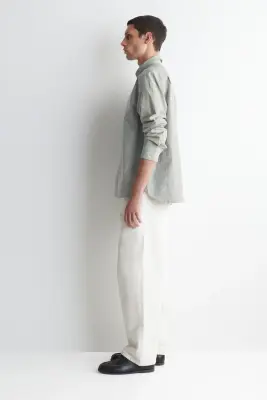 CHEMISE OXFORD EN COTON - VERT / BLANC / RAYÉ — photo 2