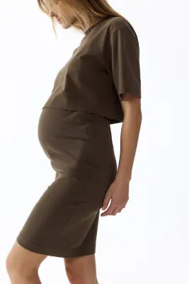 MAMA Ensemble 2 pièces avec top et jupe - Taupe foncé — photo 3