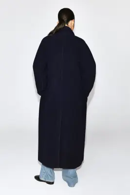 MANTEAU LONG DE TAILLEUR EN LAINE DOUBLE FACE - BLEU MARINE — photo 4