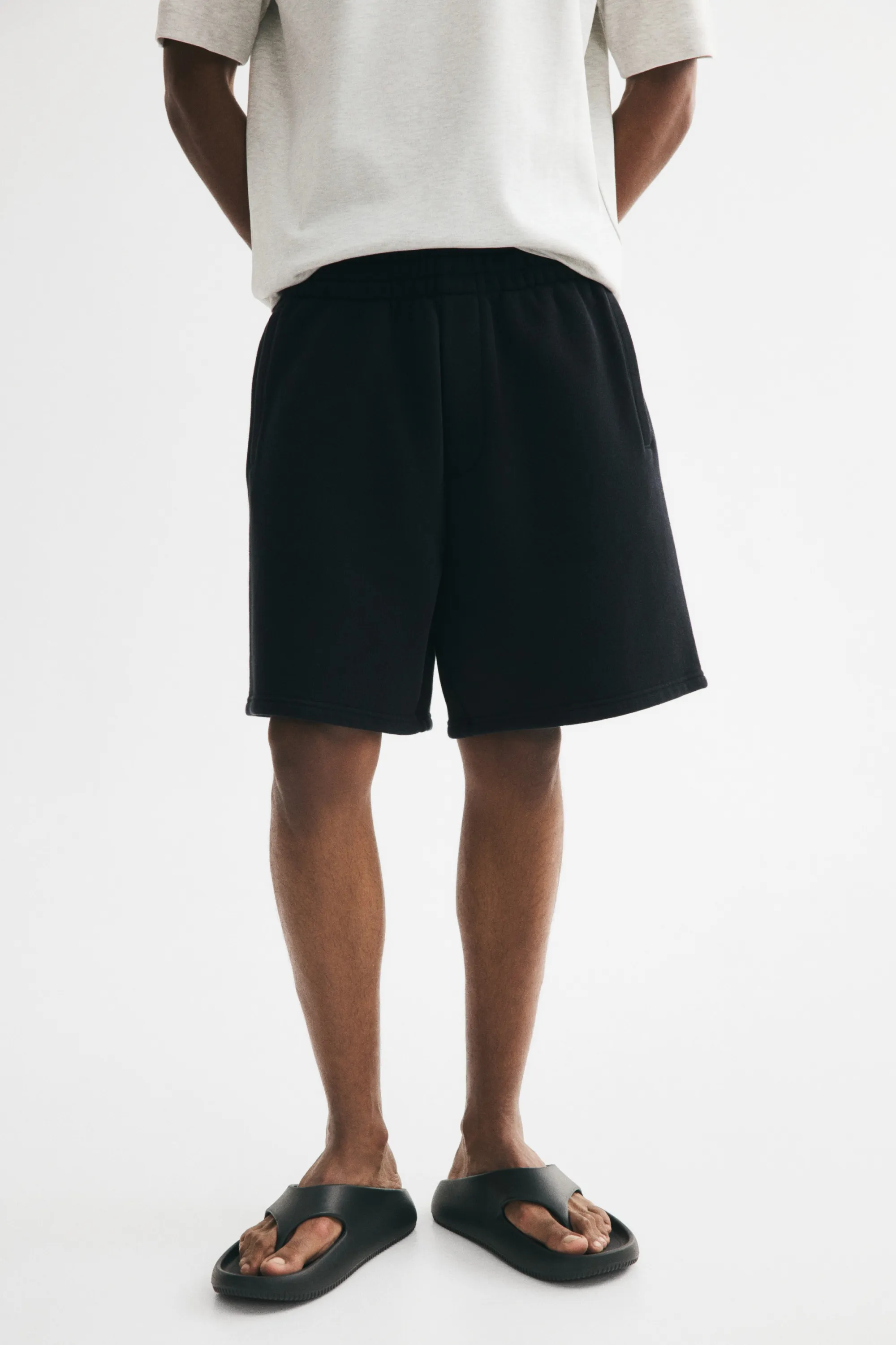 Short Relaxed Fit en molleton - Noir
