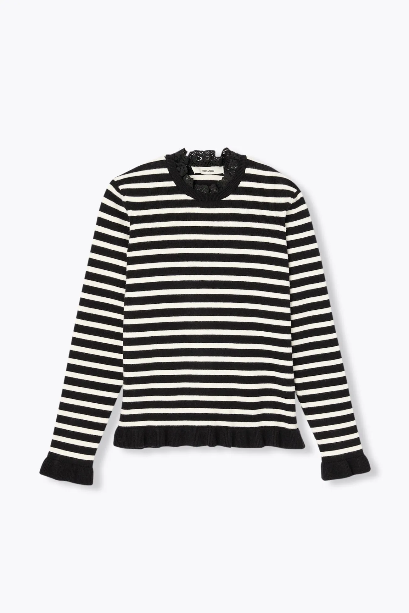 Pull col rond détail dentelle