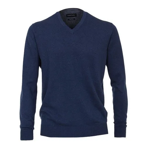 CASA MODA PULL  COL V COTON Bleu
