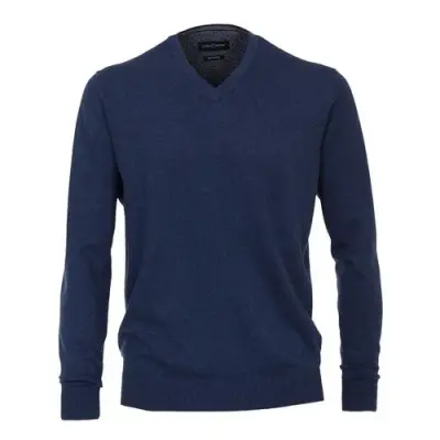 CASA MODA PULL  COL V COTON Bleu — photo 1