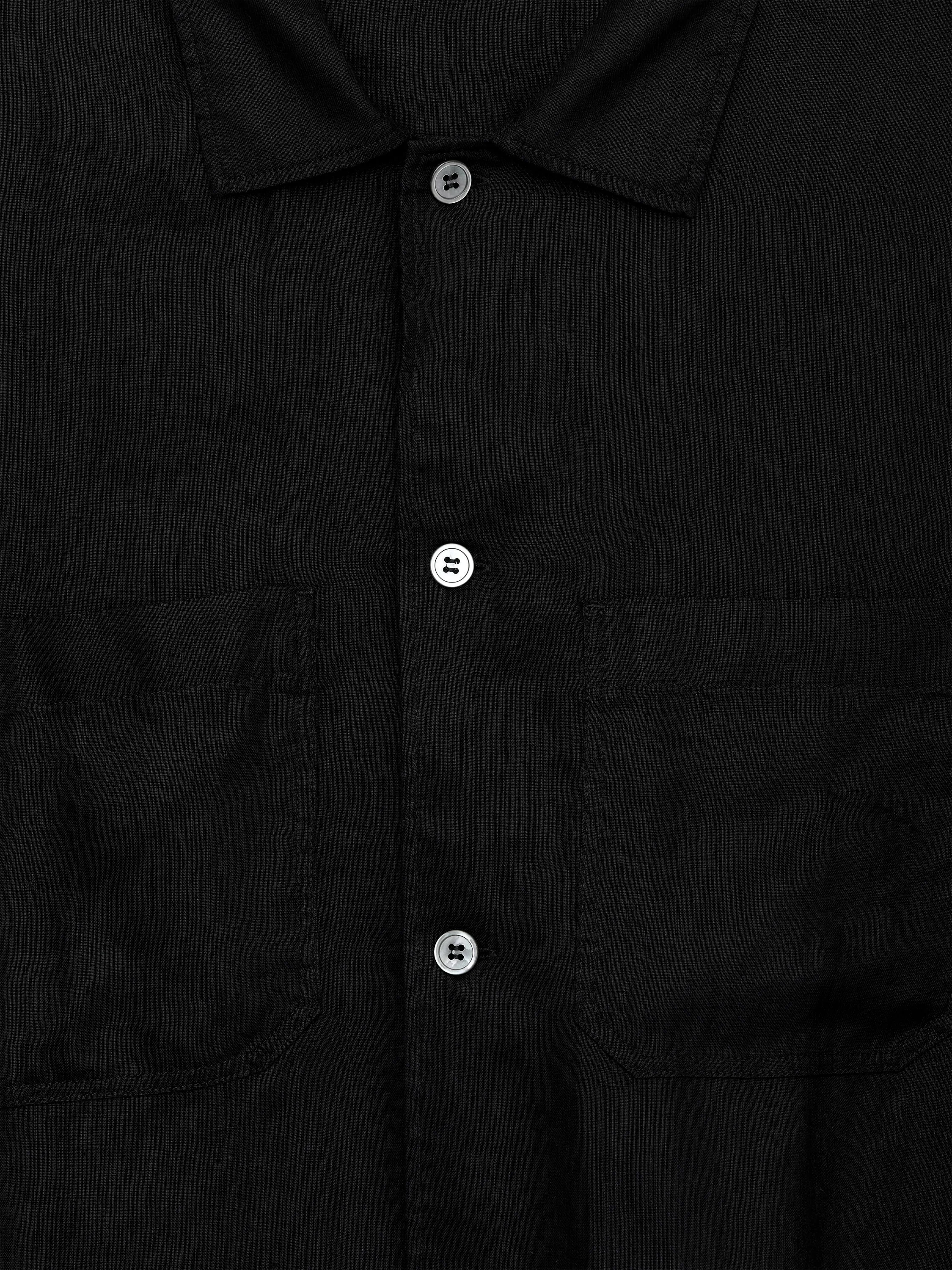 Chemise décontractée en lin - Noir