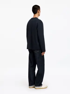 T-shirt à manches longues en maille interlock - Bleu foncé — photo 2