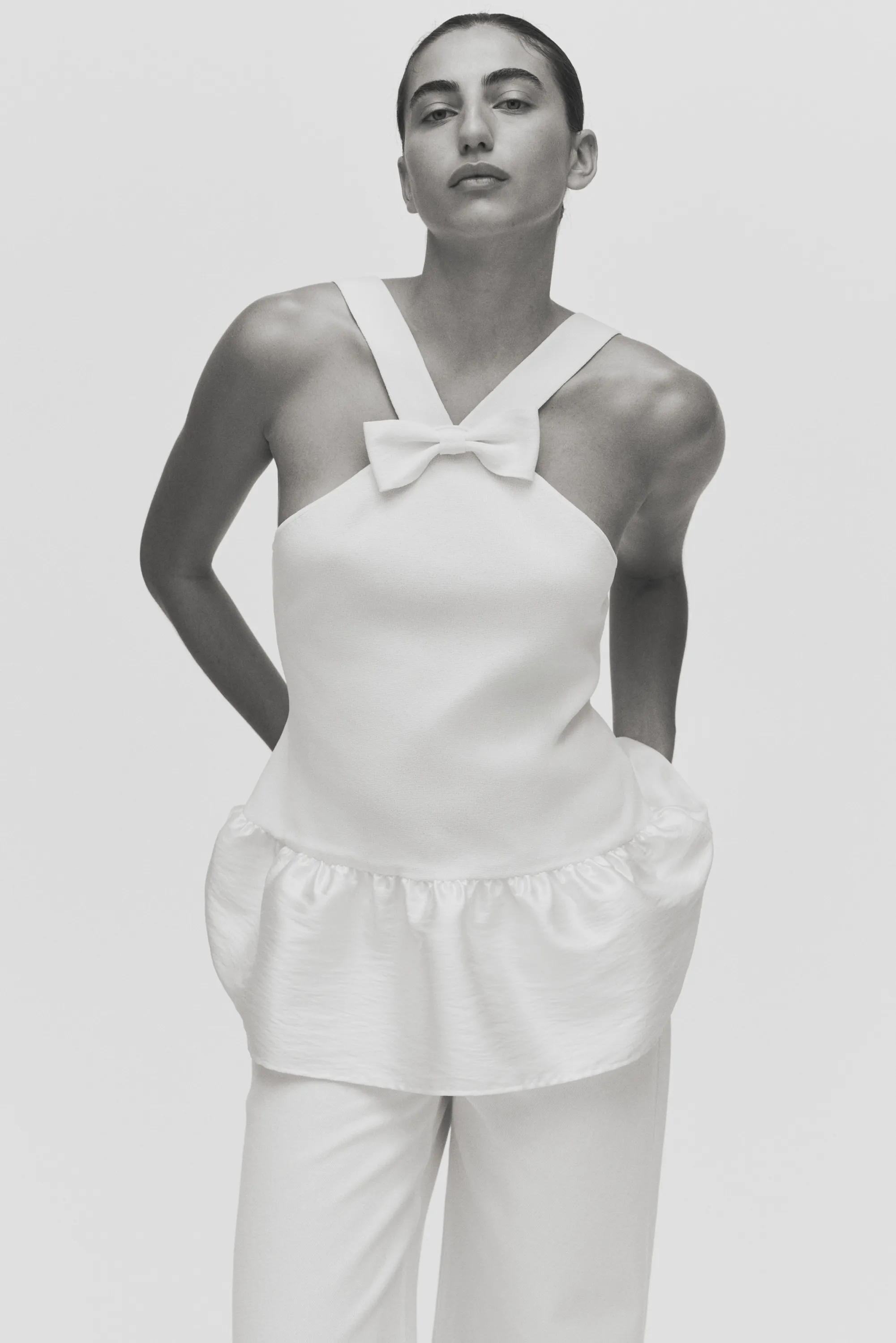 Top avec nœud - Crème