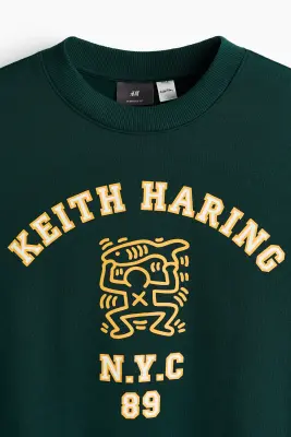 Sweat imprimé Oversized Fit - Vert/Keith Haring — photo 4