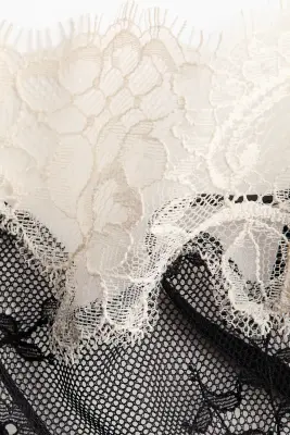 Top en dentelle avec bretelles fines - Noir/crème — photo 3