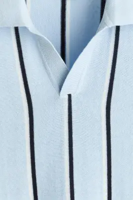 Polo Regular Fit en coton - Bleu clair/rayé — photo 4