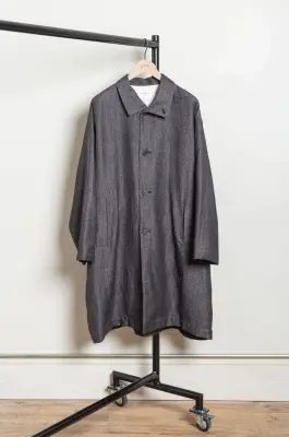 Still By Hand – Linen mixed wool coat CO01263OS – MELANGE GREY — photo 2